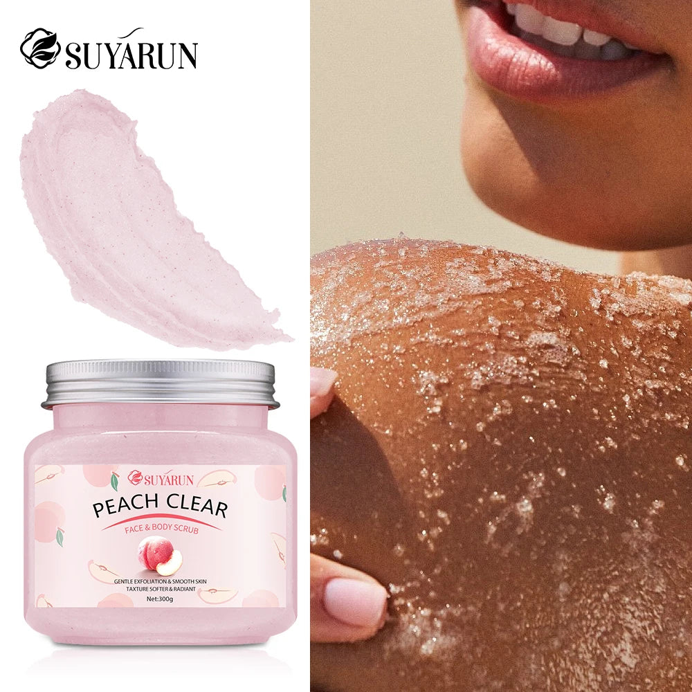 SUYARUN Peach Sugar Scrub Exfoliator - Moisturizing Body Polish with Shea Butter, Natural Exfoliator for Smooth Skin, 300g. Oasis Select