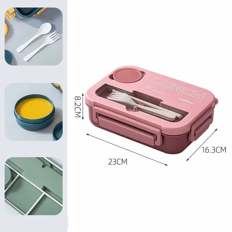 Student Lunch Box Double-layer Portable Compartment with Lids Leak-Proof Microwave Food Storage Carrying Handle Bento Boxes Oasis Select Red 1300ml