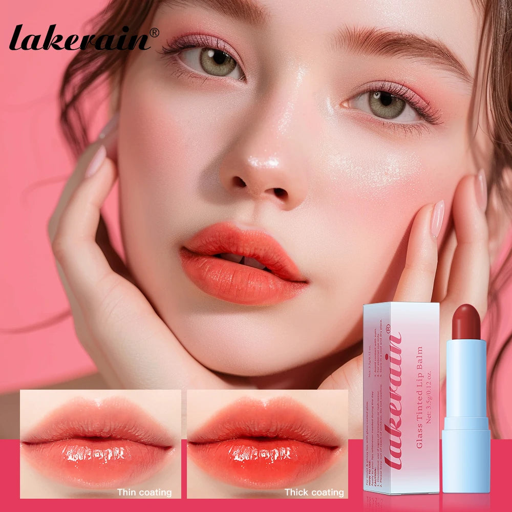 Glass Tinted Lip Balm Light Cherry Red Orange Glow Moisturizing Vegetarian Lip Balm With Bright Clear Color Korea Lip Cosmetics Oasis Select