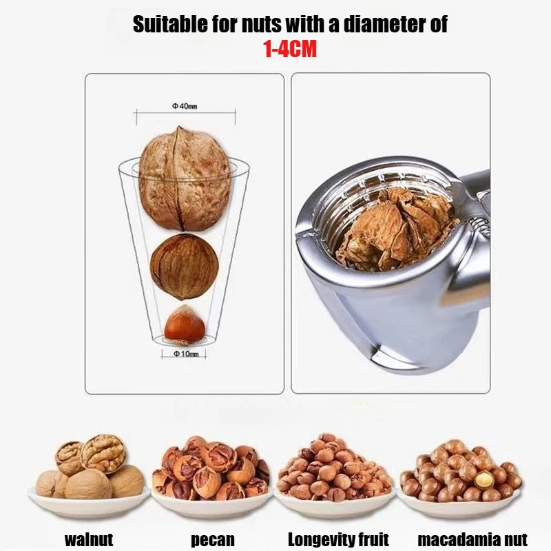 JUSTINLAU Thickened Aluminum Alloy Walnut Clip Anti Splash Nut Sheller Household Kitchen Walnut Opening Tool Size Nut Universal Oasis Select