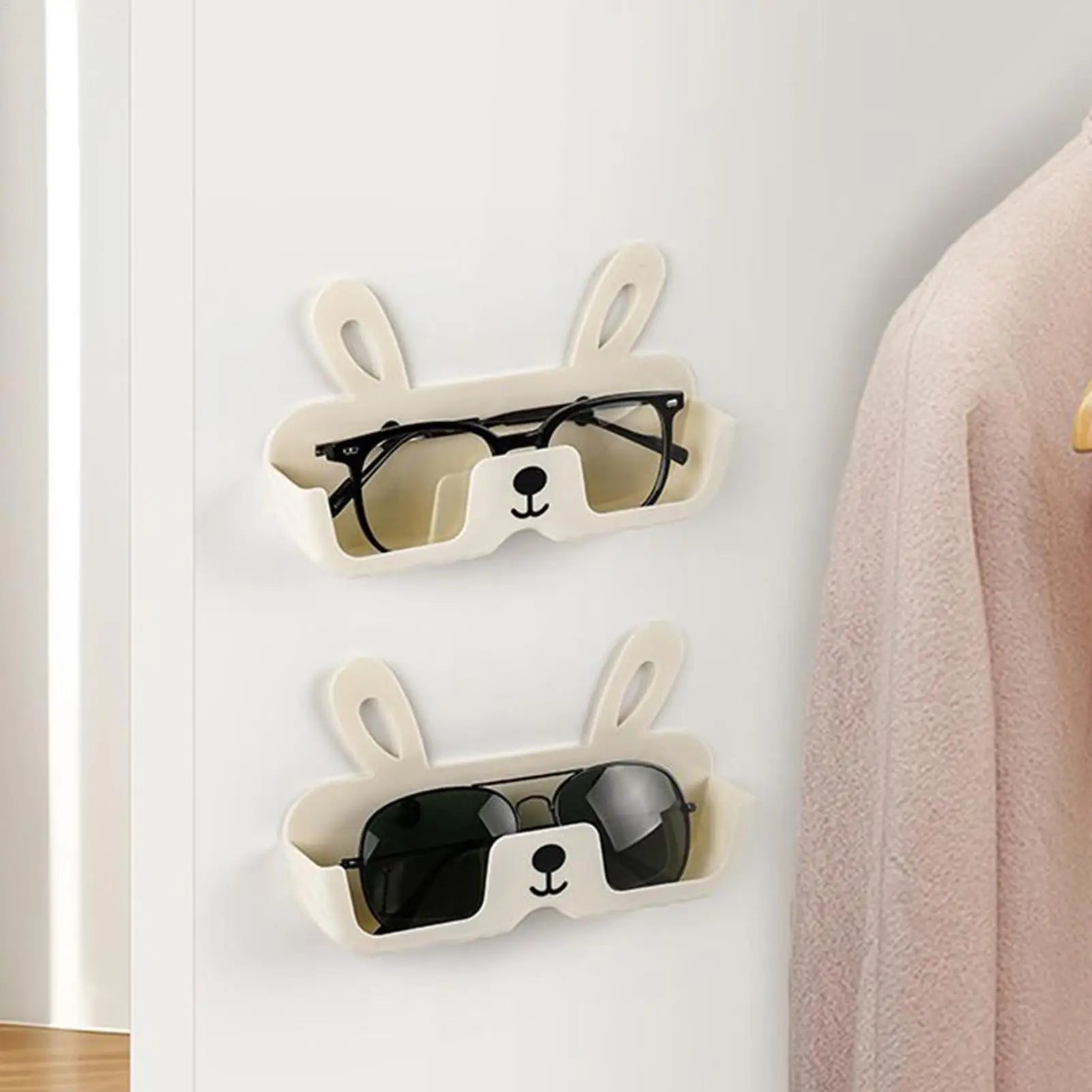 Sunglasses Organizer Wall Wall-Mounted Glasses Rack No Drilling Rabbit-shaped Sunglass Rack for Home Wardrobe Vanity Bedroom Oasis Select