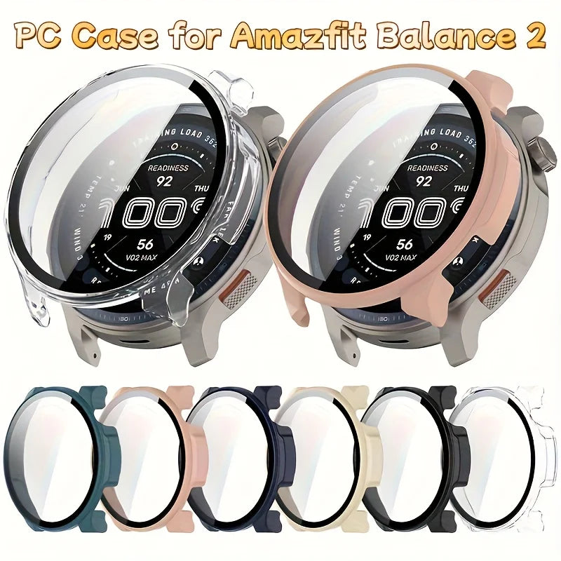 PC & Tempered Glass Case for Amazfit Balance 2 Smartwatch Smartwatch Case Oasis Select