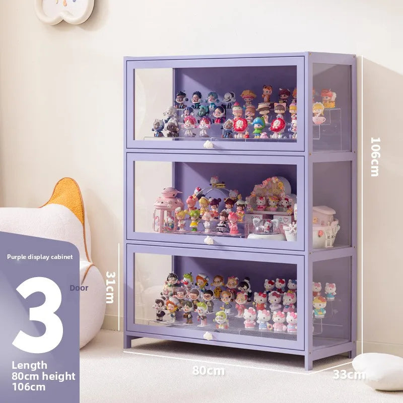Doll Storage Doll Doll Display Cabinet Transparent Shelf Cotton Plush Display Box Doll Storage Cabinet Oasis Select Three layers 80 long