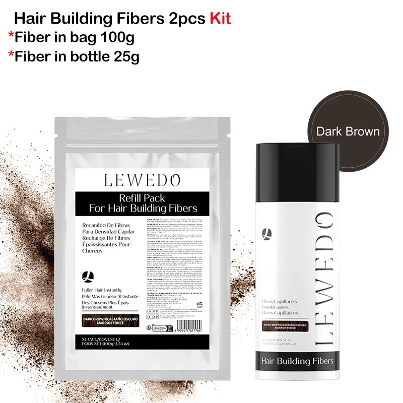 LEWEDO Keratin Hair Building Fiber Powder Kit & Refill Bag