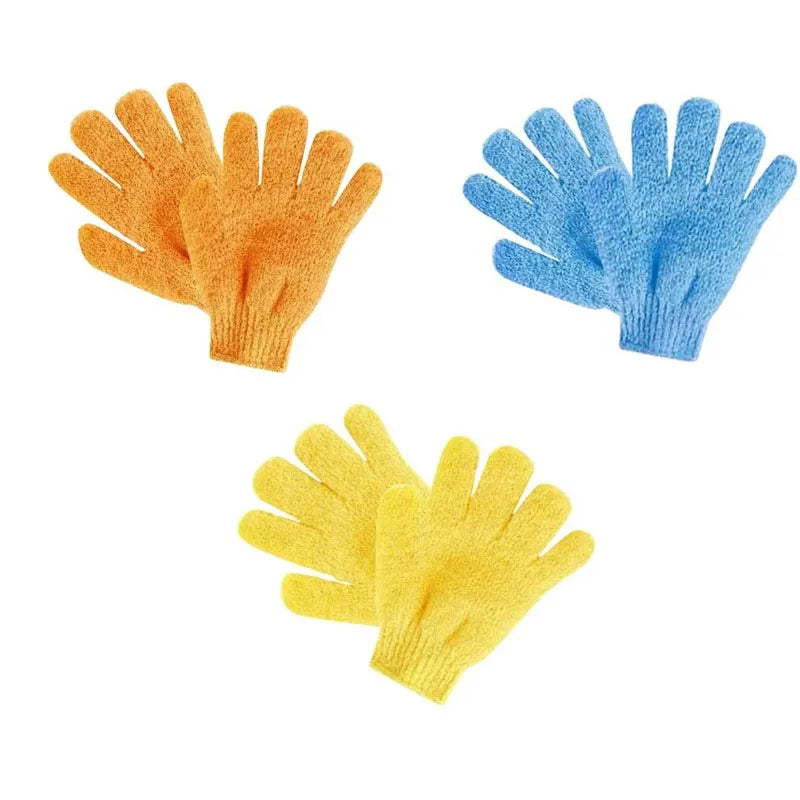 1/2/3pairs Five Fingers Bath Gloves Peeling Exfoliating Household Shower Towel Scrub Body Wash Elastic Wipe Body Cleaning Tools Oasis Select 3pairs mix