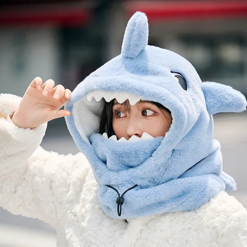 Motorcycle Mask Hat Balaclava Children Adult Winter Full Face Mask Hat Head Neck Cover Skiing Beanies Shark Ear Protection Caps Oasis Select C