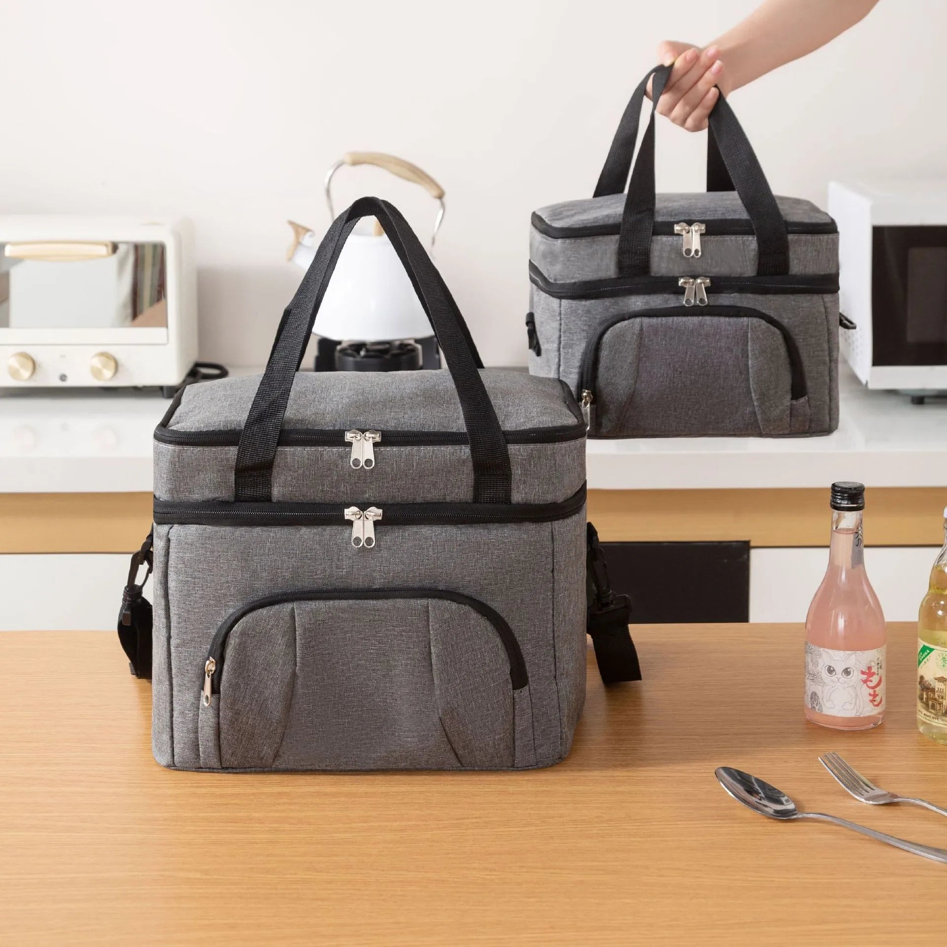 Double-Layer Insulated Lunch Bag – Waterproof Thermal Tote with Adjustable Strap