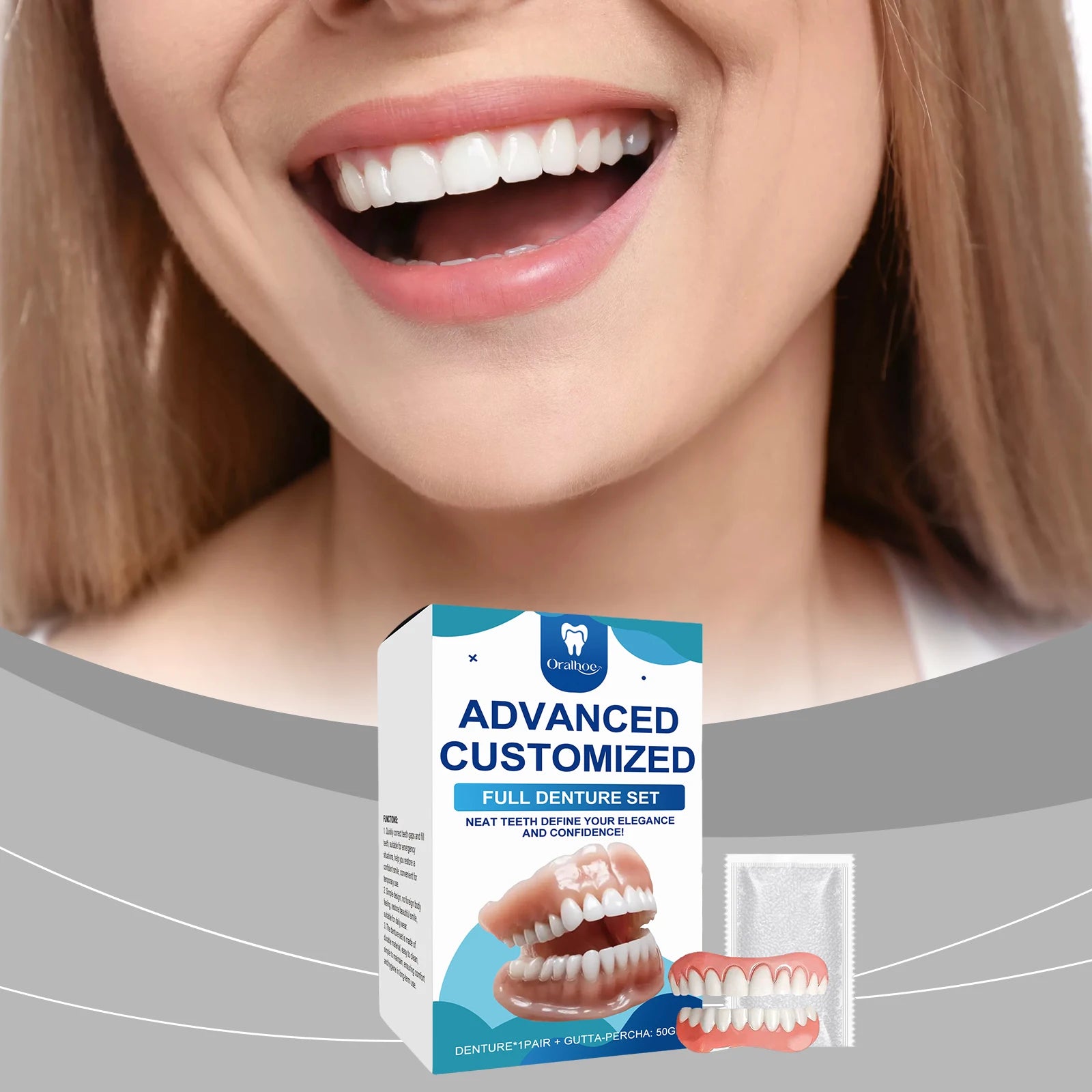 Oralhoe Dental Cosmetic Set: Natural Gap Correction, Smile Enhancement, Comfortable Material, Denture Care Kit Oasis Select