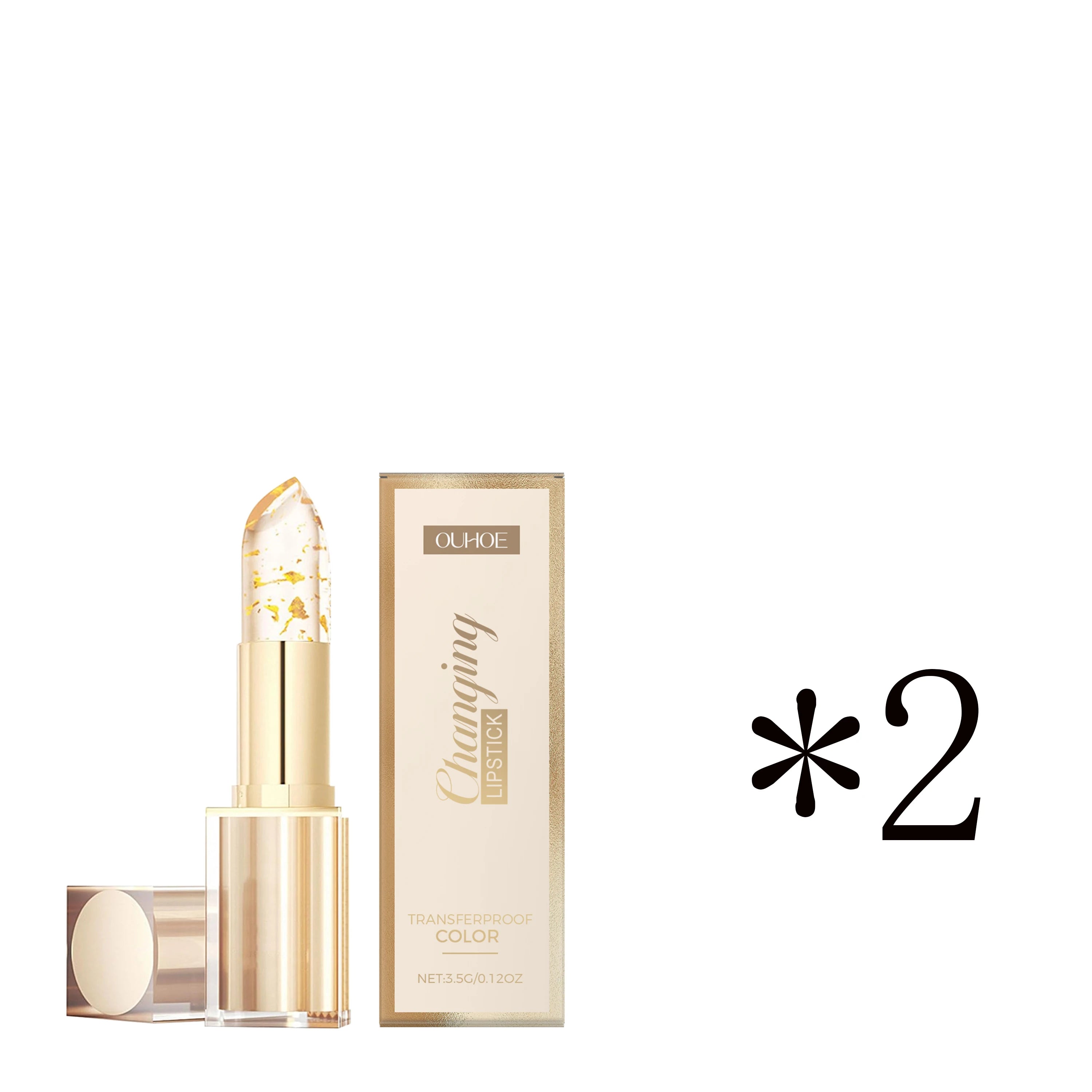 Gold foil color-changing nourishing lipstick Nourishes and moisturizes, gives lips a glossy, glass-like softness, non-greasy lip Oasis Select 2boxed