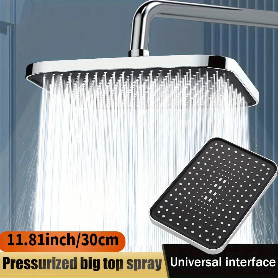 Top spray showerhead 30cm Large Size High Pressure Overhead Rain Large Flow Booster Rain Shower Head 360° Rotation Water Saving Oasis Select