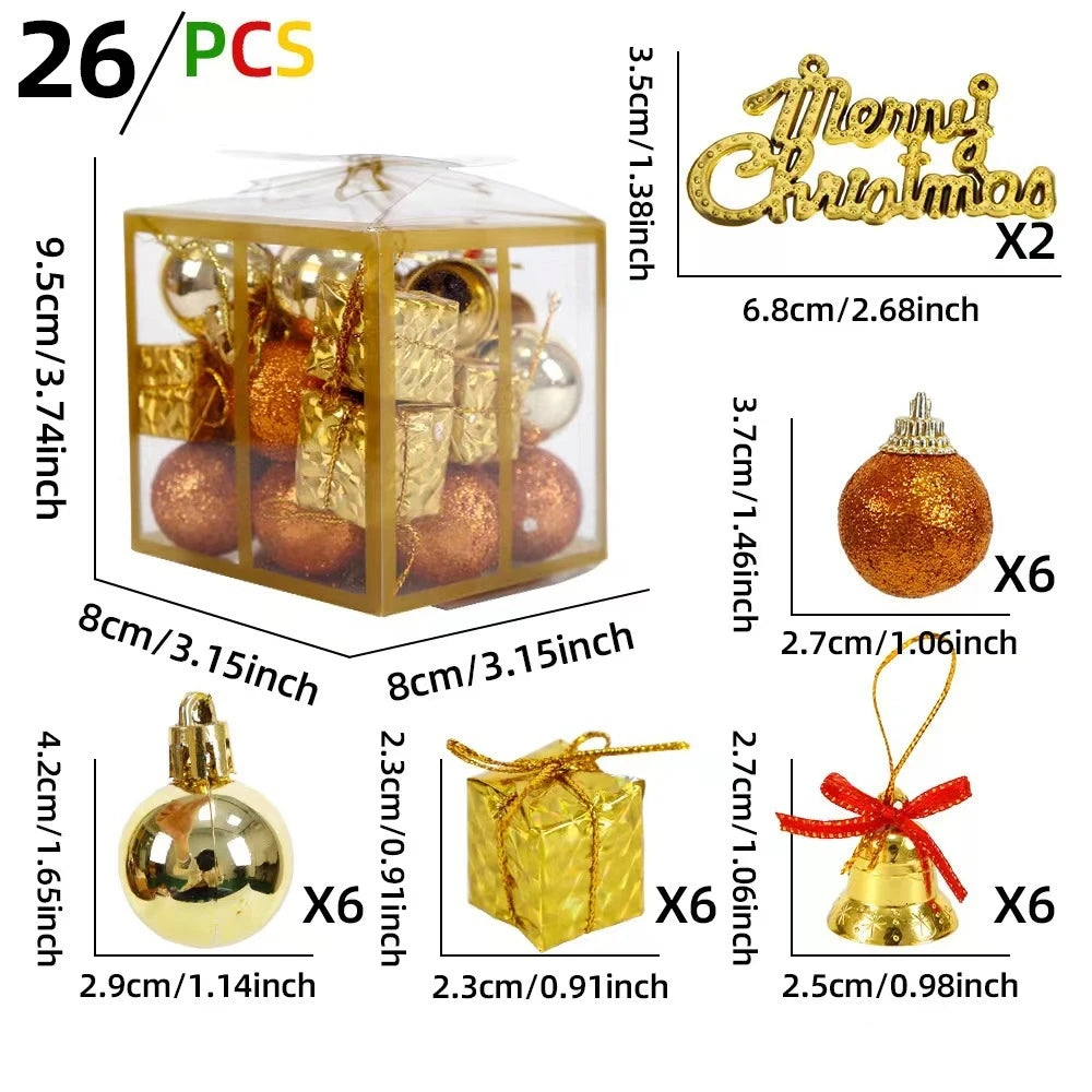 26-Piece Christmas Ball Ornaments Set | Tree Hanging Decor