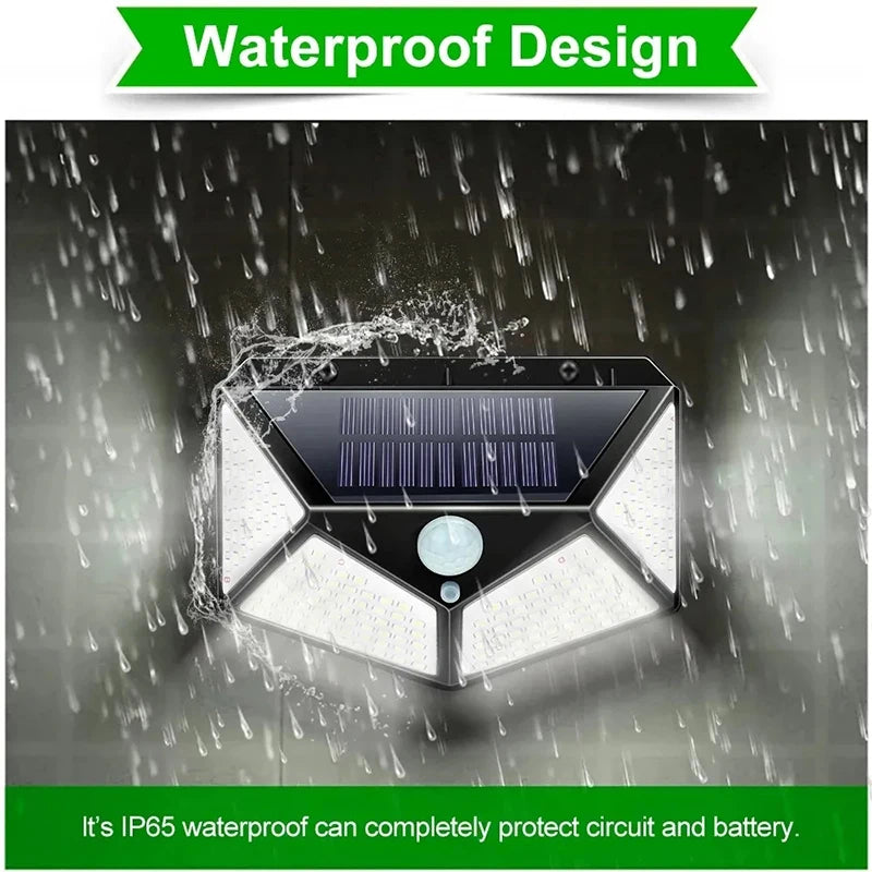 1/2/4/6/10PCS 100 LED Solar Wall Lamp 4 Sides Luminous With Motion Sensor Outdoor Garden Courtyard Waterproof Wall Light Oasis Select