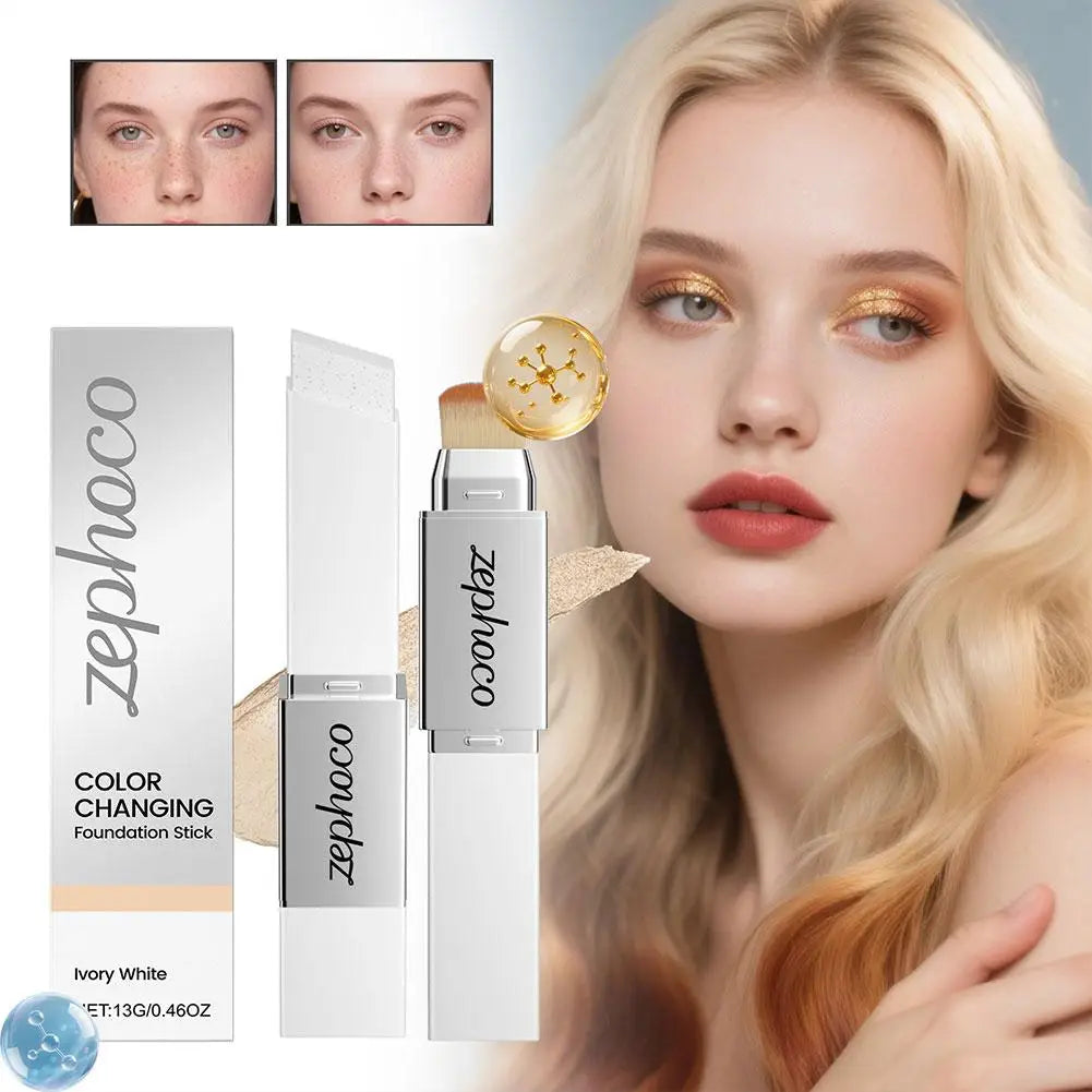 2-in-1 Color-Changing Foundation Stick Foundation 3 Colors Liquid Lightweight Moisturizing Brightening Matte for All Skin Types Oasis Select