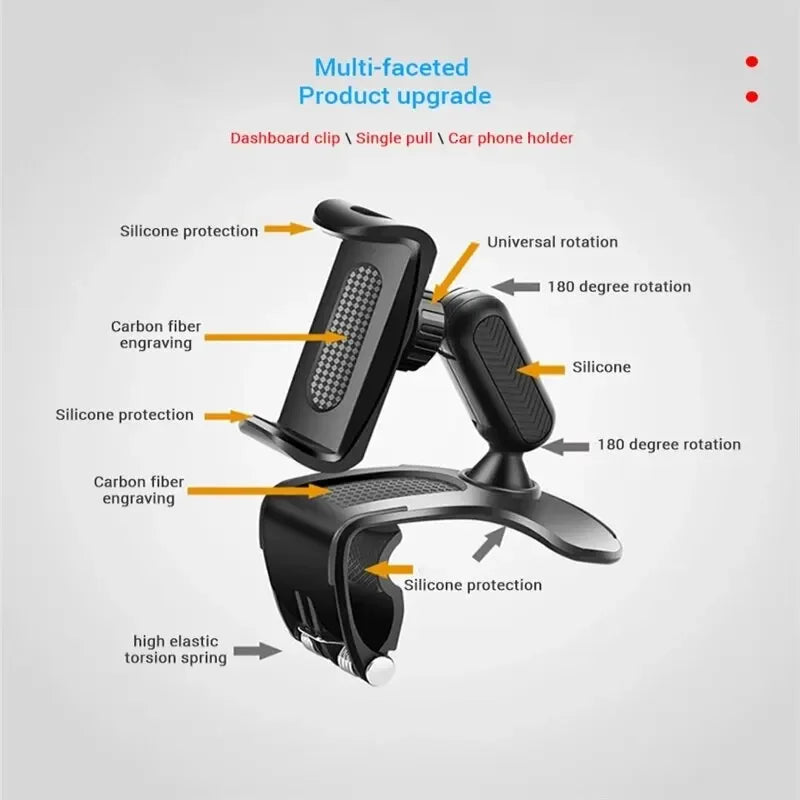 Car Phone Holder Easy Clip Mount Stand Universal Dashboard GPS Navigation Bracket Holder for iPhone Xiaomi Redmi Samsung Huawei Oasis Select