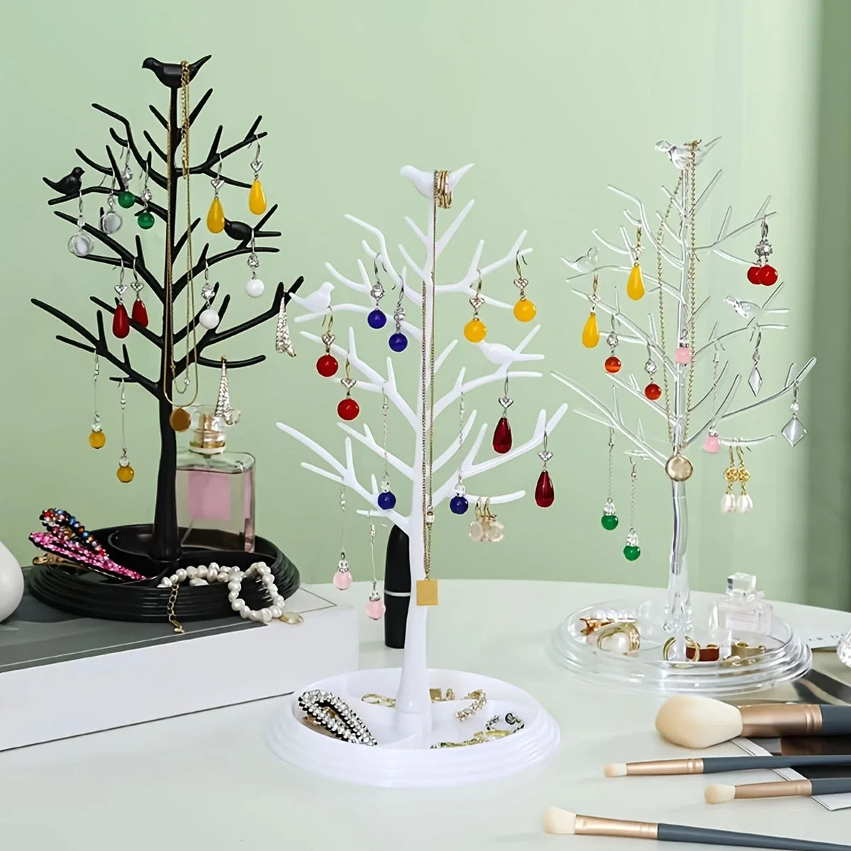 1pc,Tree shaped jewelry display stand with tray, earrings, necklaces, rings, jewelry storage rack, desktop jewelry tower Oasis Select