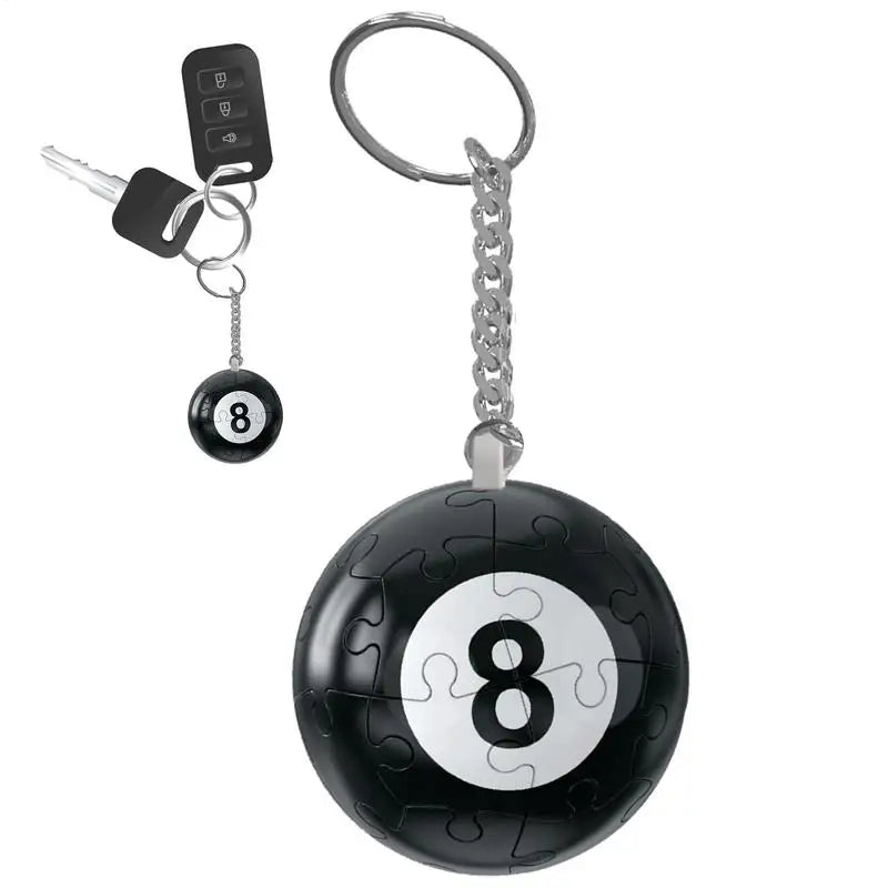 car Keychain 3D Jigsaw Puzzle Ball Black 8 Ball Puzzle Sphere Keychain Bag Pendant for Billiards Enthusiasts Backpack Accessory Oasis Select