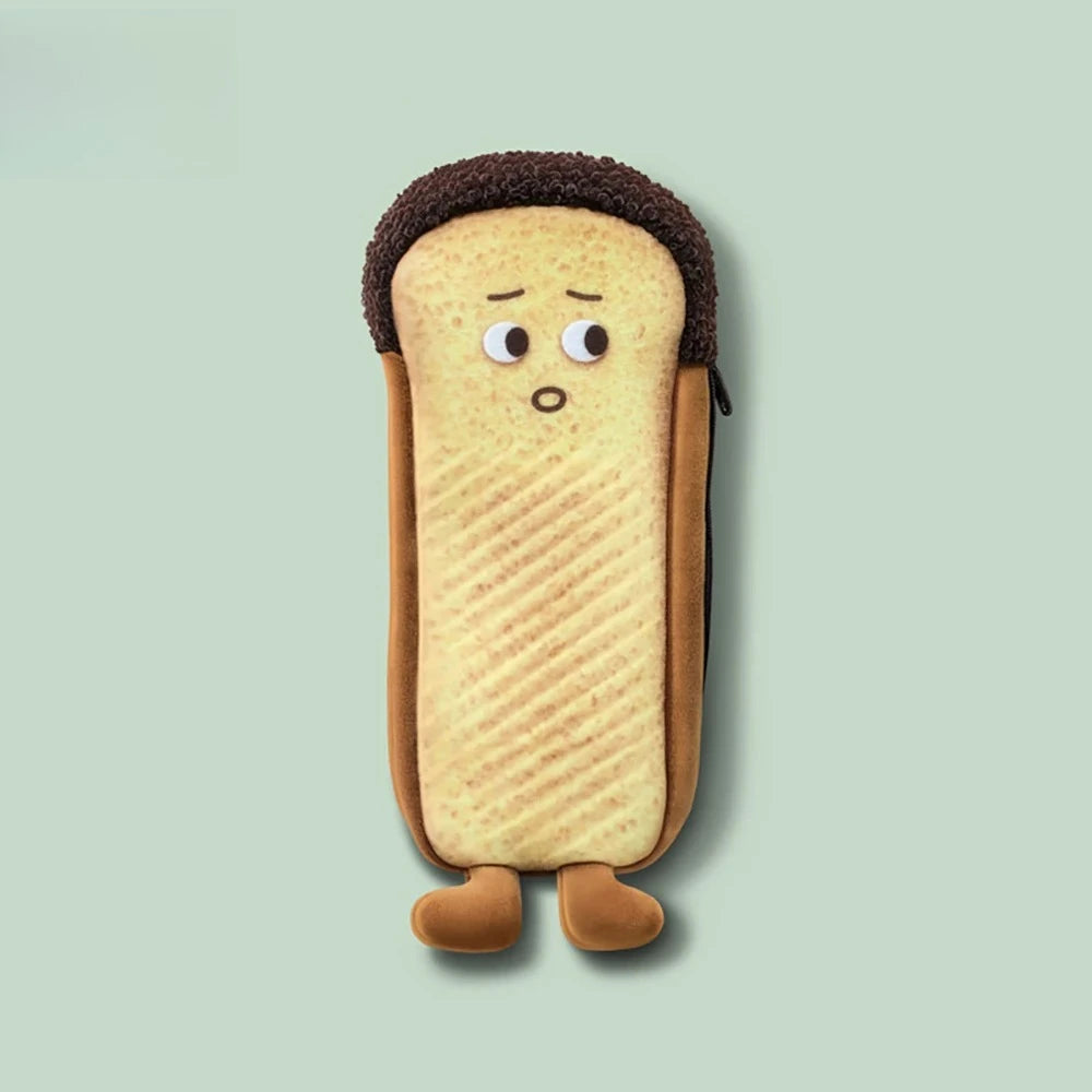 Cartoon Bread Pencil Case Plush Creative Pencil Bag School Stationery Bag Children Pen Case Prizes Gifts Student Pencil Cases Oasis Select B
