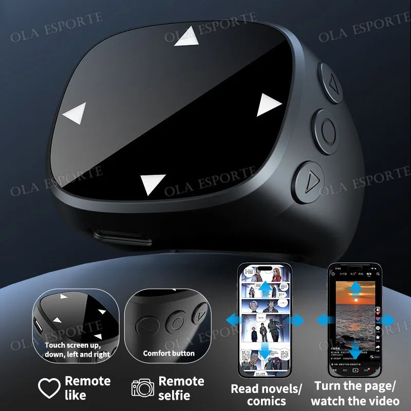 Bluetooth Scrolling Ring Remote – Page Turner & Selfie Shutter