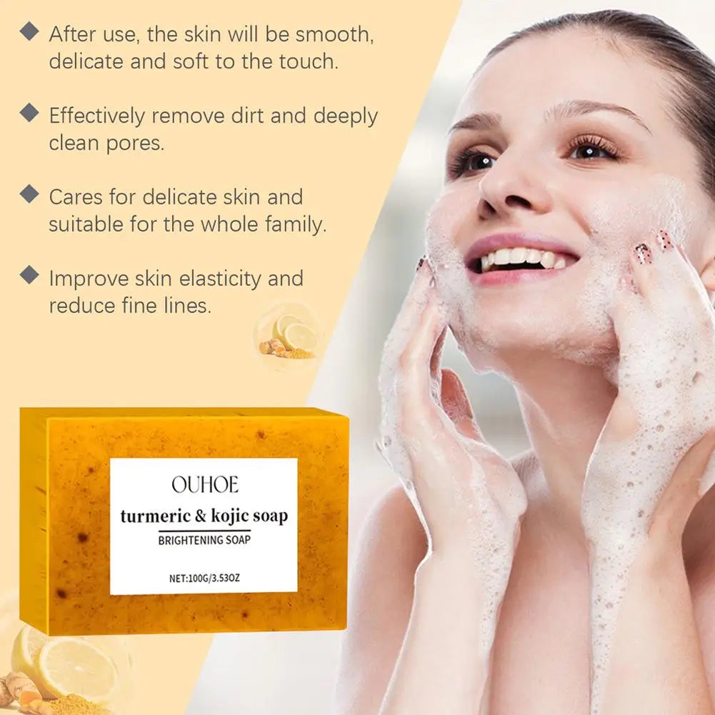 100g Turmeric Soap, Lemon Kojic Acid Soap, Shower And Facial Soap Body Care Face Cleanser Turmeric Soap Body and Face Cleaning Oasis Select