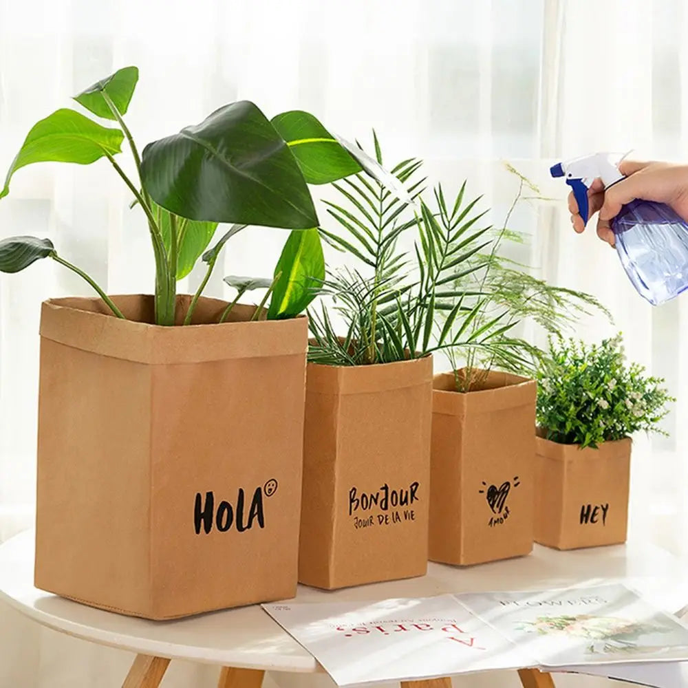 Durable Reusable Kraft Paper Bag Large Capacity Waterproof Packaging Bag Thickened Square Washable Takeaway Bag Home Oasis Select
