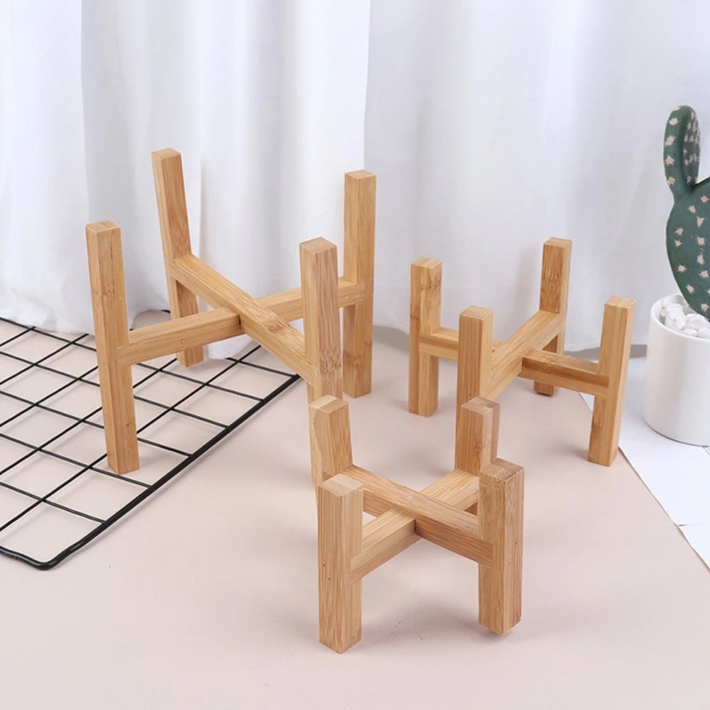 Indoor Free Standing Planter Display Garden Bonsai Holder Flower Pot Trays Wood Rack Plant Stand Shelf Oasis Select