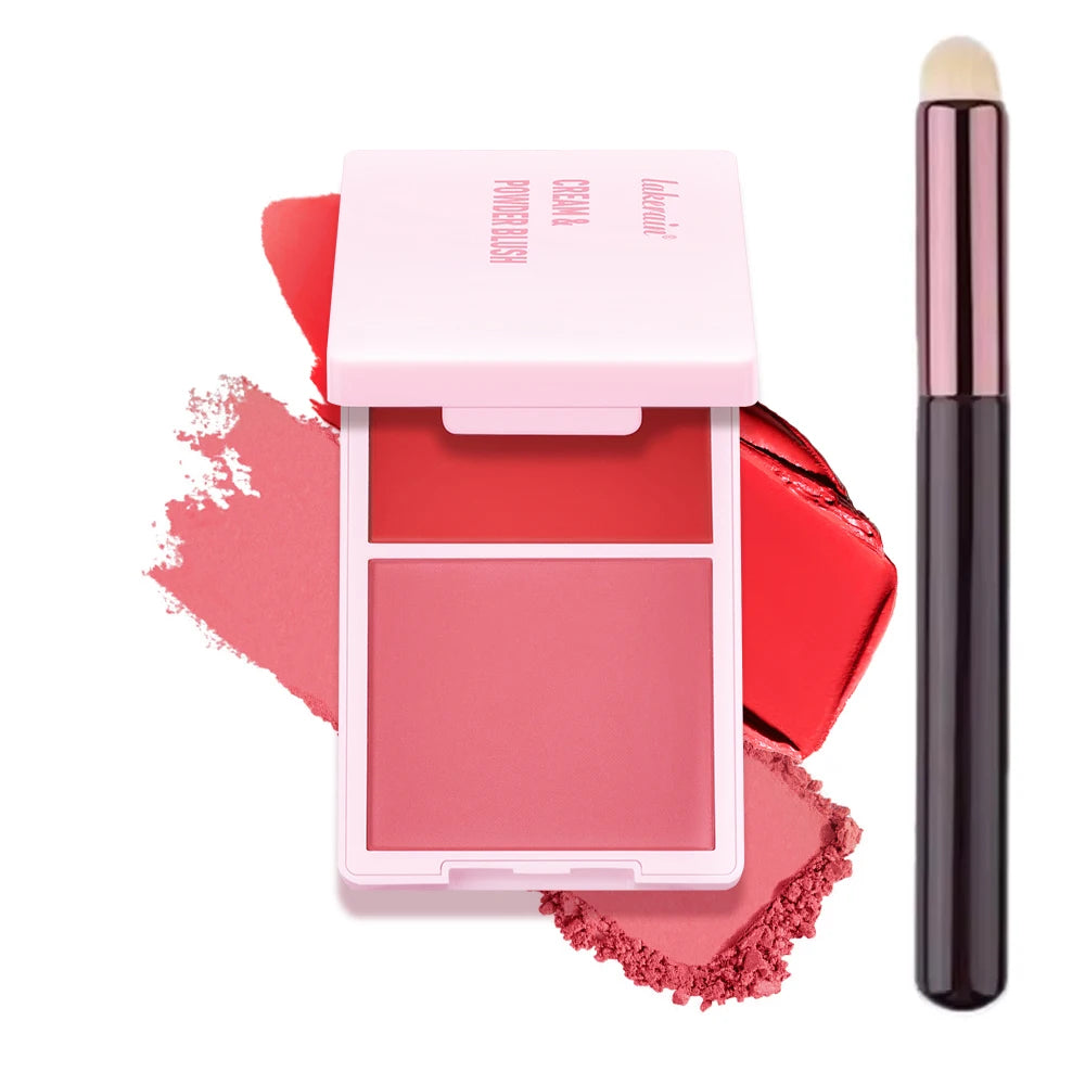 2Color Blush Cream and Brush Powder Long-lasting Wearing High Pigment Natural Matte Blush For Girl Blush Cosmtics Oasis Select 5Bright Pinky Coral