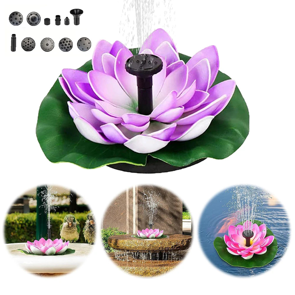 Lotus Solar Floating Fountain for Bird Bath, Pond & Garden Solar Garden Fountain Oasis Select