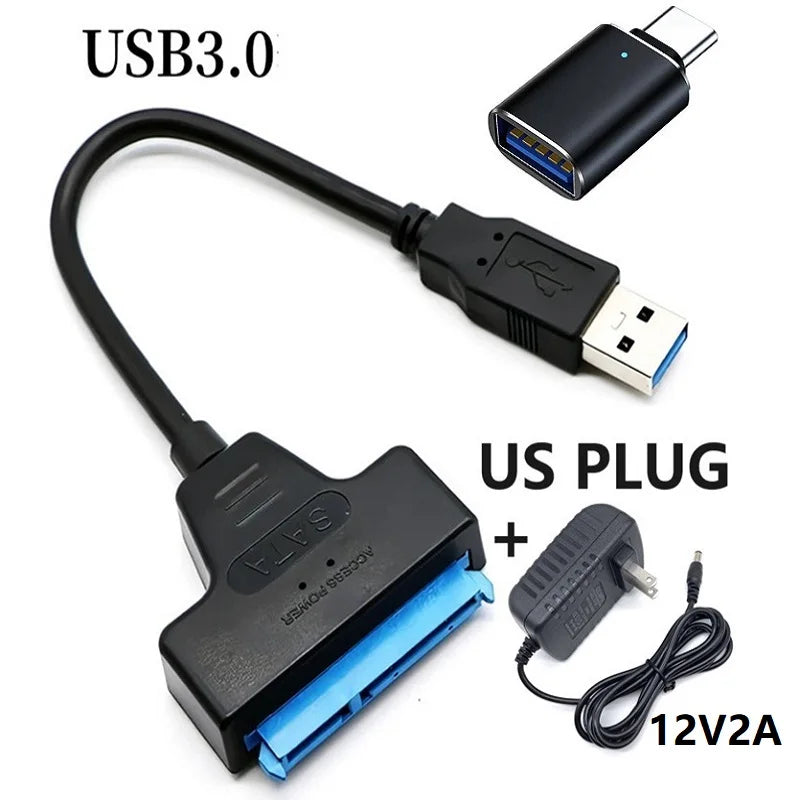 USB 3.0 to Sata III Cord SATA to USB 3.0 Cable Up to 6 Gbps for 3.5 2.5 Inch External HDD SSD Hard Drive SATA 3 22 Pin Adapter Oasis Select US Plug OTG
