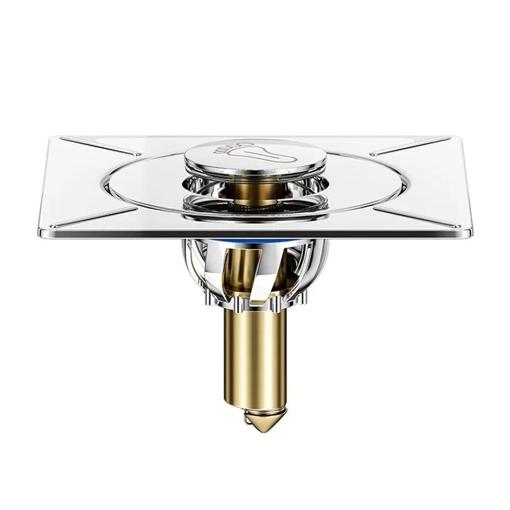 Stainless Steel Pop-Up Square Floor Drain | Anti-Odor Press Type