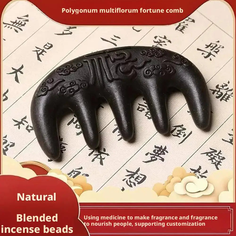 Polygonum Multiflorum Massage Comb Natural Handmade Five-tooth Meridians Scalp Massager Wide Tooth Comb Head Scraping Massage Oasis Select