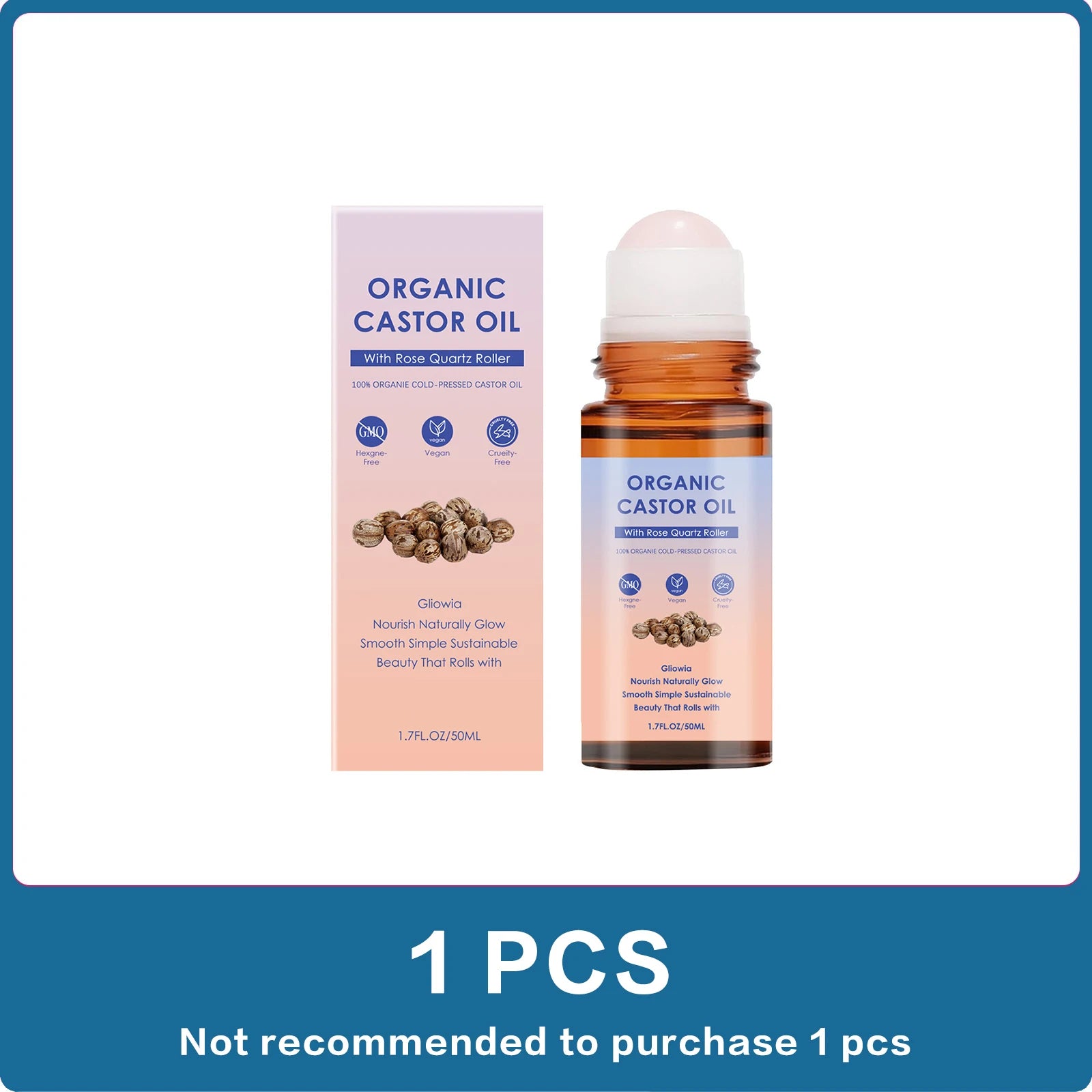 Castor Oil Roller Body Oil with Vitamin E – 50ml Moisturizer Body Massage Oil Oasis Select 50ml