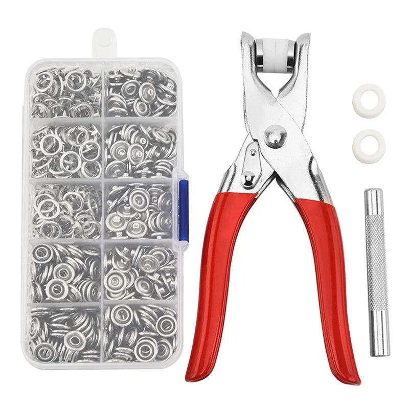 Sets Snap Fasteners Kit Tool, Metal Snap Buttons Rings with Fastener Pliers Press Tool Kit for Clothing Sewing Oasis Select