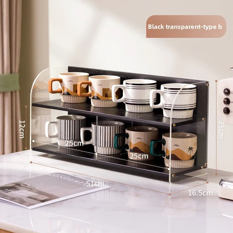 Light luxury cup holder, dining table, water cup rack, coffee cup storage, water bar, desktop mug, tea cup rack. Oasis Select Black transparent B