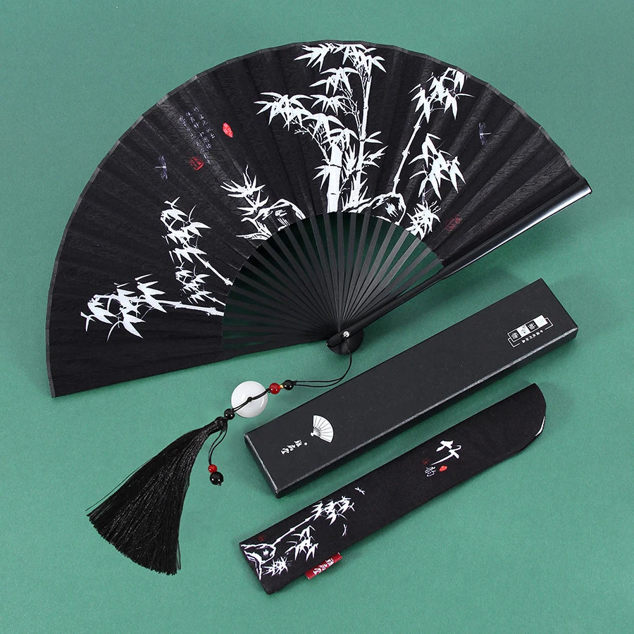 Ancient Folding Fan Black Dragon Fan Chinese Style Summer Hanfu Folding Fan Oasis Select 7 8 inches