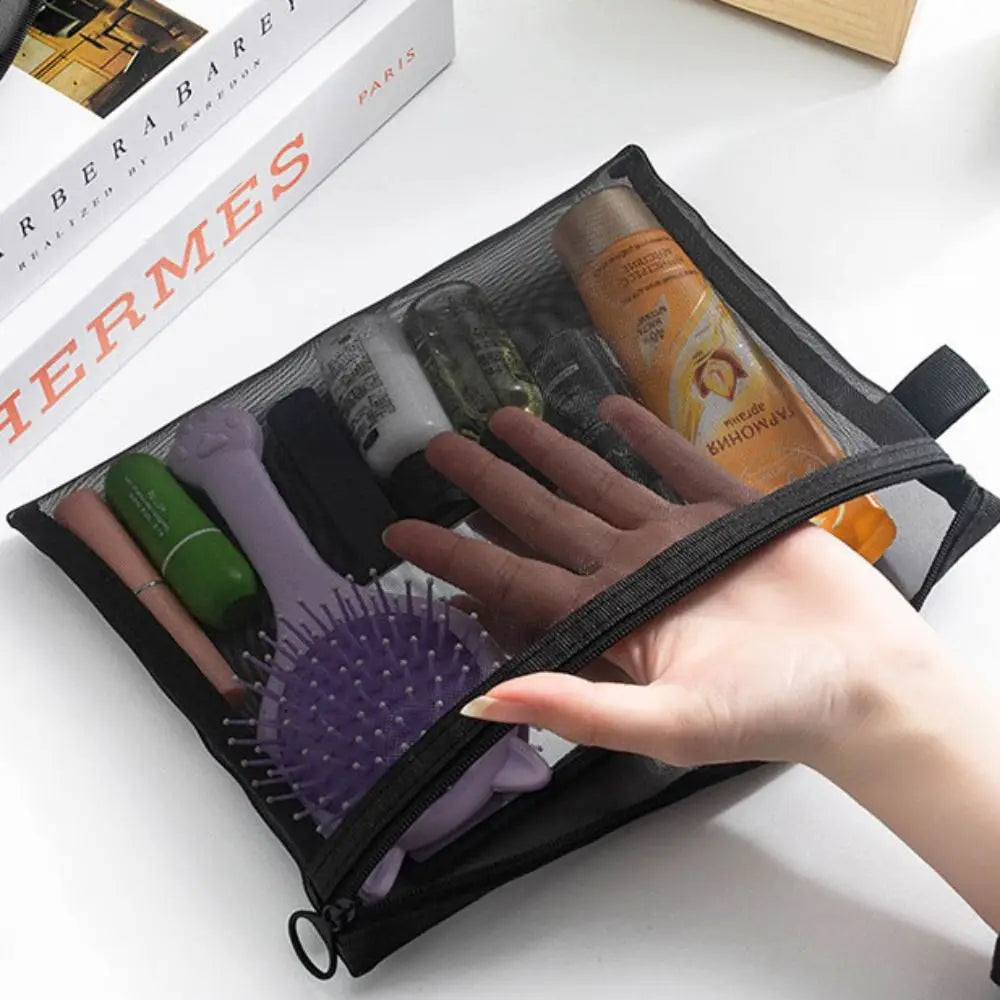 Mesh Zipper Cosmetic Bag | Travel Toiletry Organizer 3 Sizes Mesh Cosmetic Bag Oasis Select
