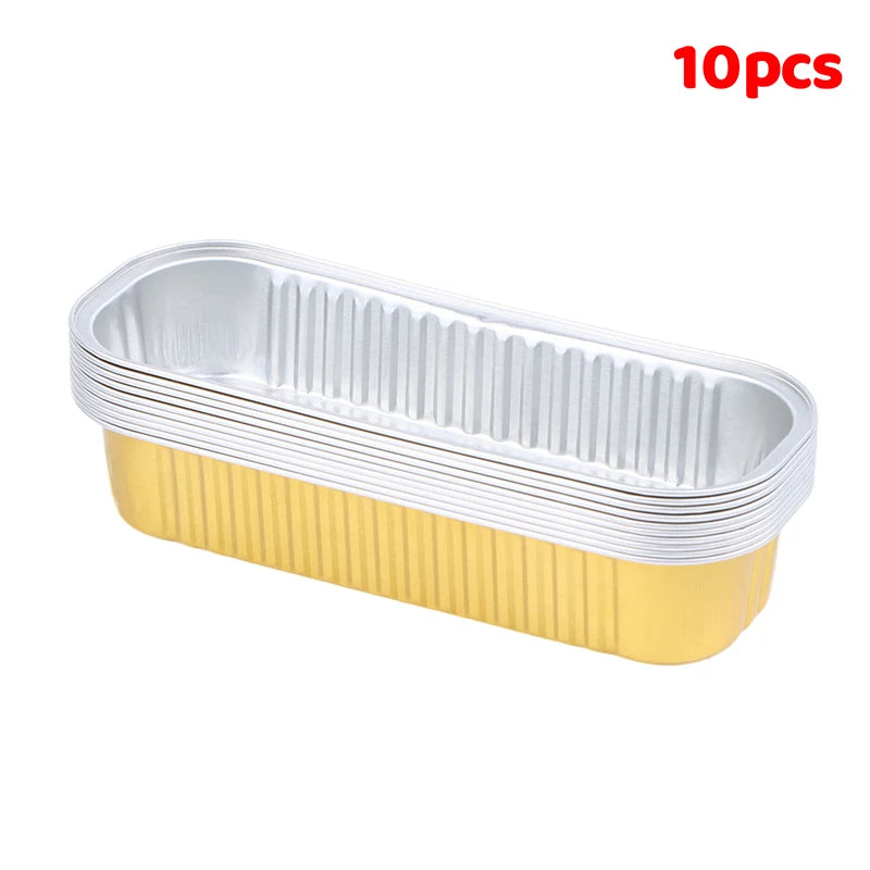 10Pcs Mini Loaf Pans Set Rectangle Aluminum Foil Heat-Resistant Bread & Cake Baking Pans for Daily & Holiday Use Oasis Select 10Pcs Gold