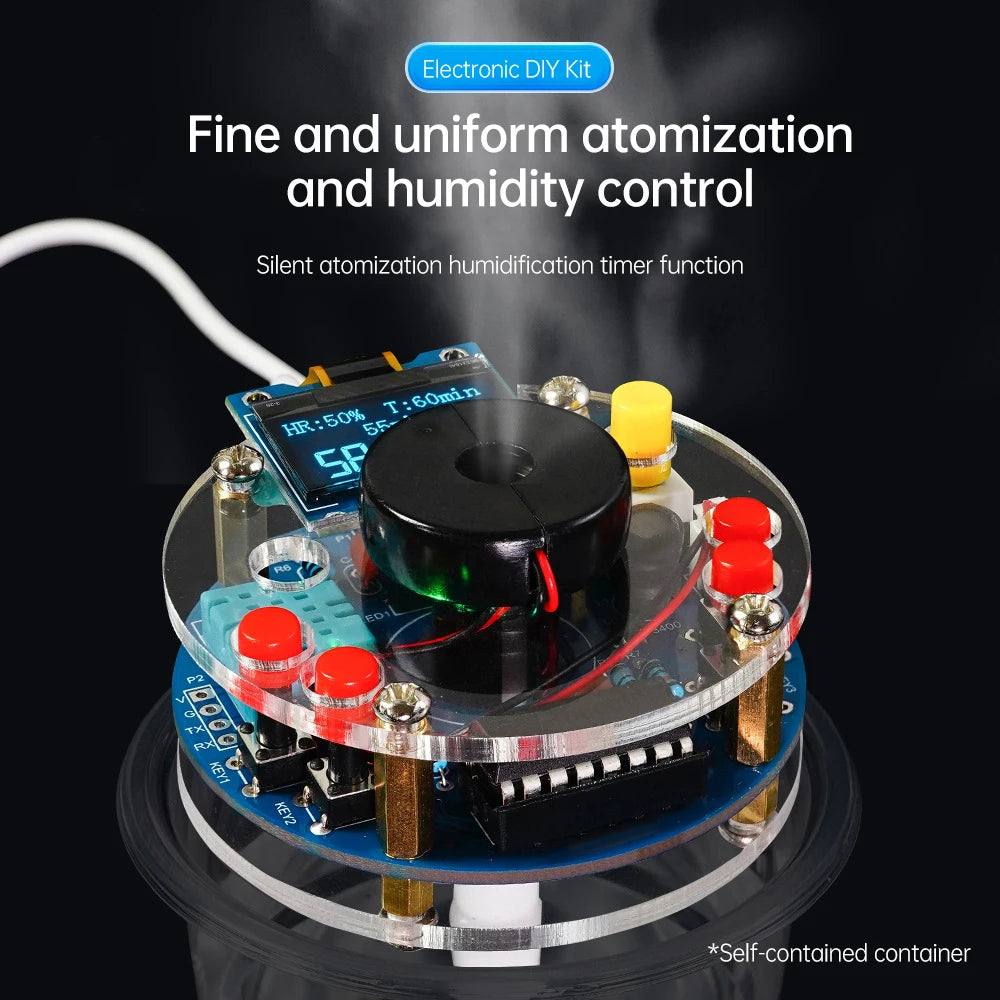 OLED Display Temperature And Humidity Spray Circuit Board USB Atomizing Electronic Diy Kit Manufacturing Welding Practice Parts Oasis Select