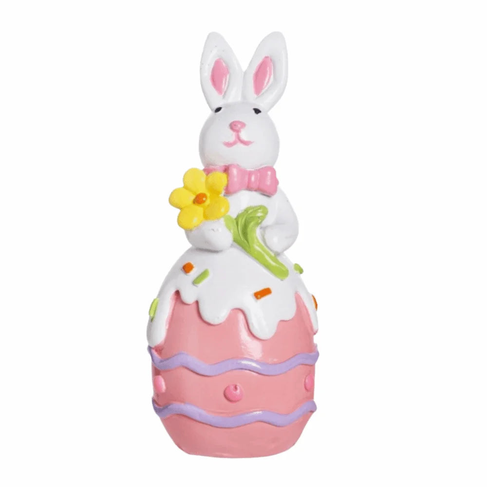 Hand-Painted Resin Easter Bunny Figurine | Colorful Ornament