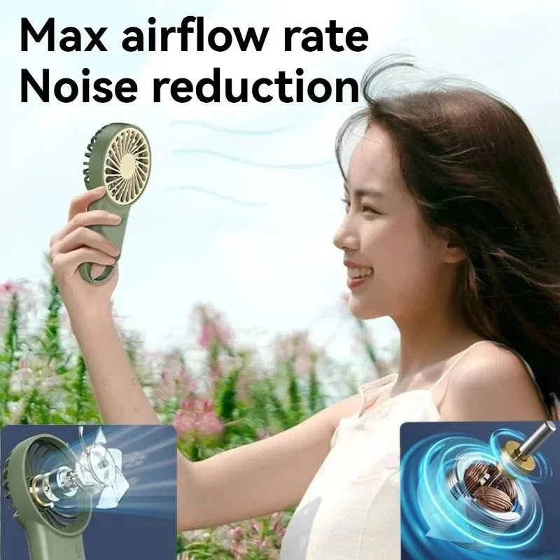 Foldable Mini Fan USB Rechargeable Handheld Desktop Fan with Hook Portable Cooling Fan for Outdoor Travel Home Office Oasis Select