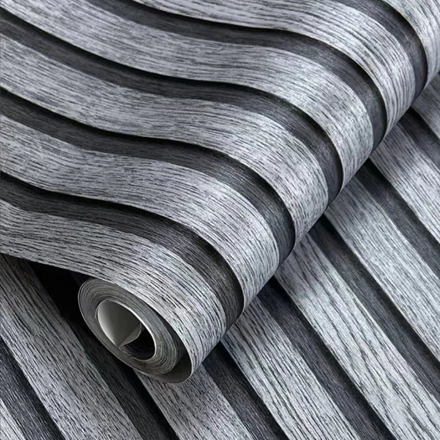 New Black and Gray Grille Imitation Wood Grain Self-adhesive Waterproof Wallpaper New Chinese Style Background Wall Wallpaper Oasis Select