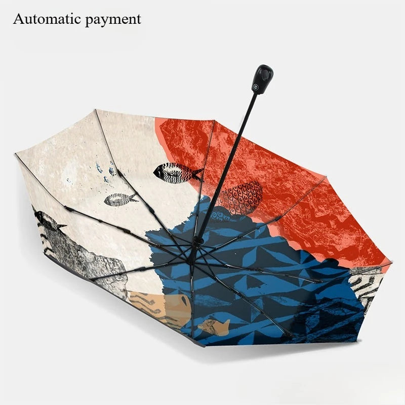 The British Museum's Portable Foldable All-weather Umbrella with Black Rubber and Three-fold Sun Protection Umbrella Oasis Select Automatic payment 8K metal-fiber composite