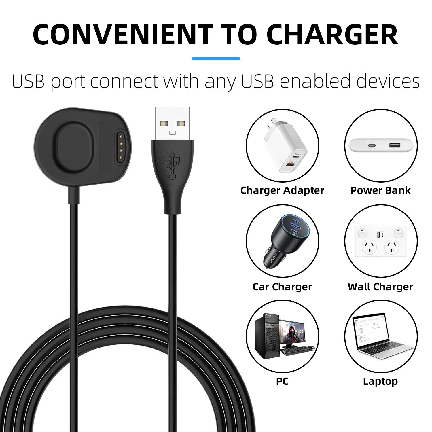 Suunto 7 GPS Smart Watch USB Magnetic Replacement Charger Cable Smart Watch Charger Oasis Select
