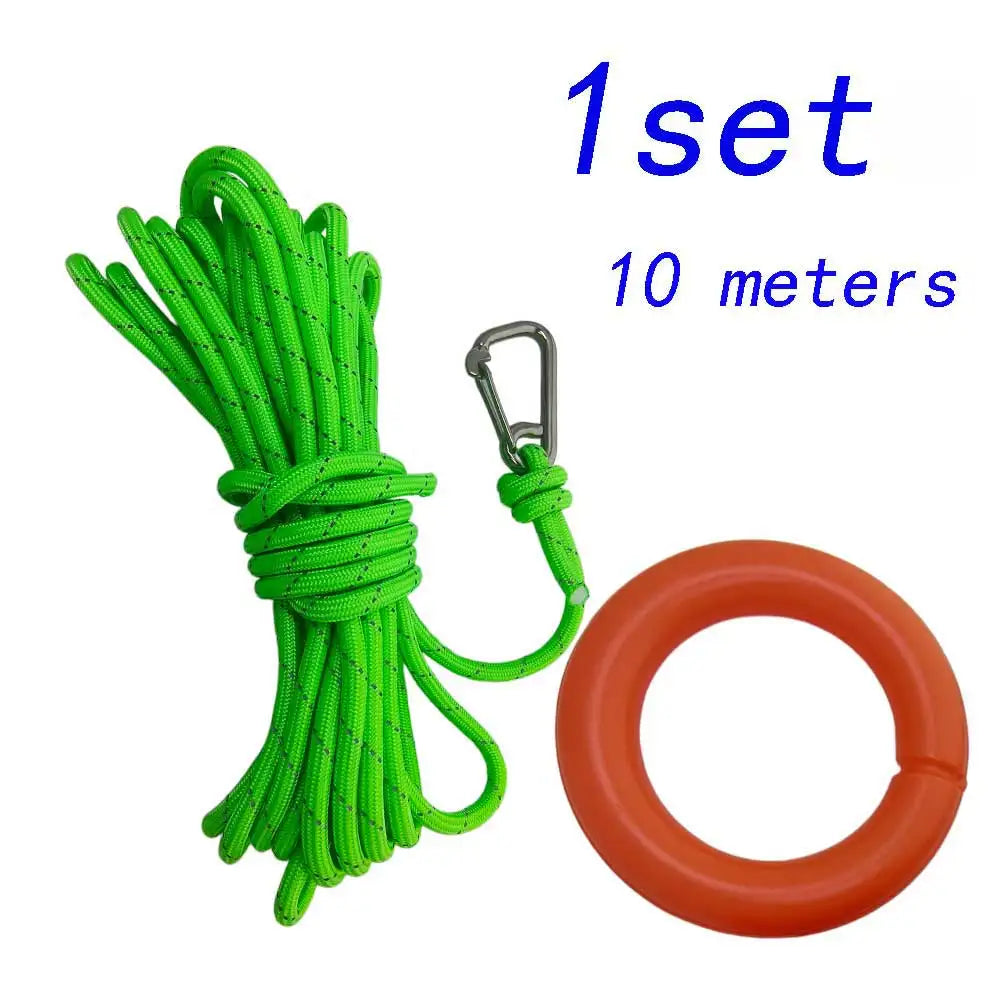 Water Rescue Rope Reflective Floating Line with 304 SS Hook Boat Kayak Pool Emergency High Visibility Lifeguard SafetyThrow Rope Oasis Select 1set Green 10M