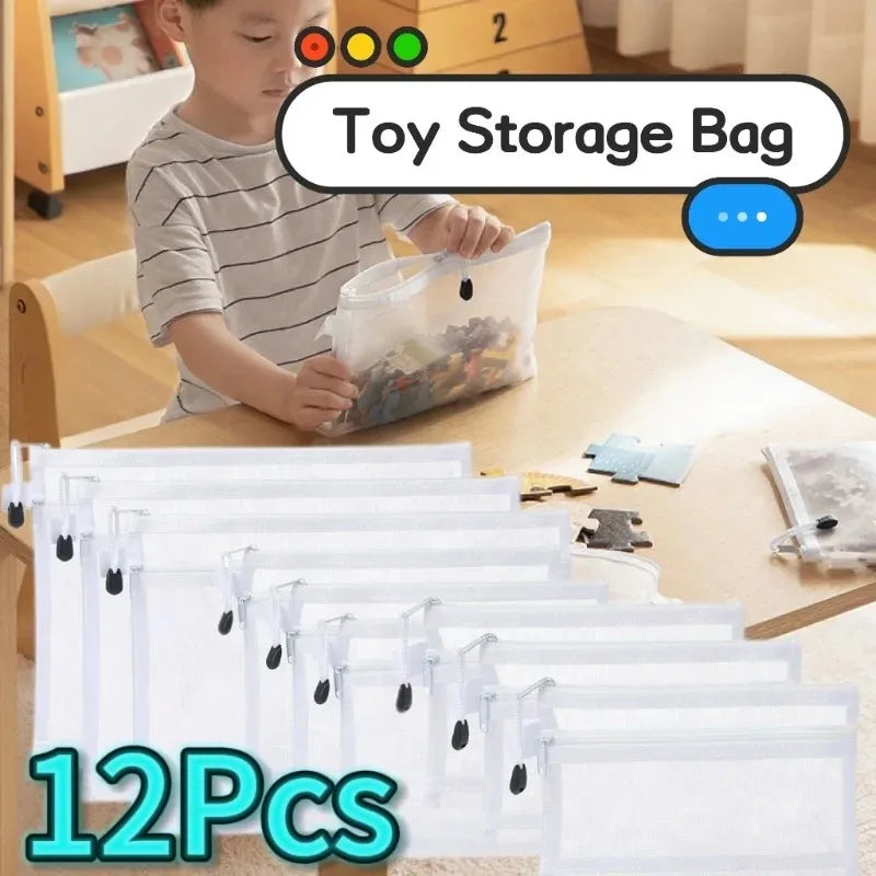 Transparent Mesh Storage Bags with Zipper for Lego Blocks, Puzzle&Toy Organization,Kids' Sorting Pouch for Small Parts Organizer Oasis Select