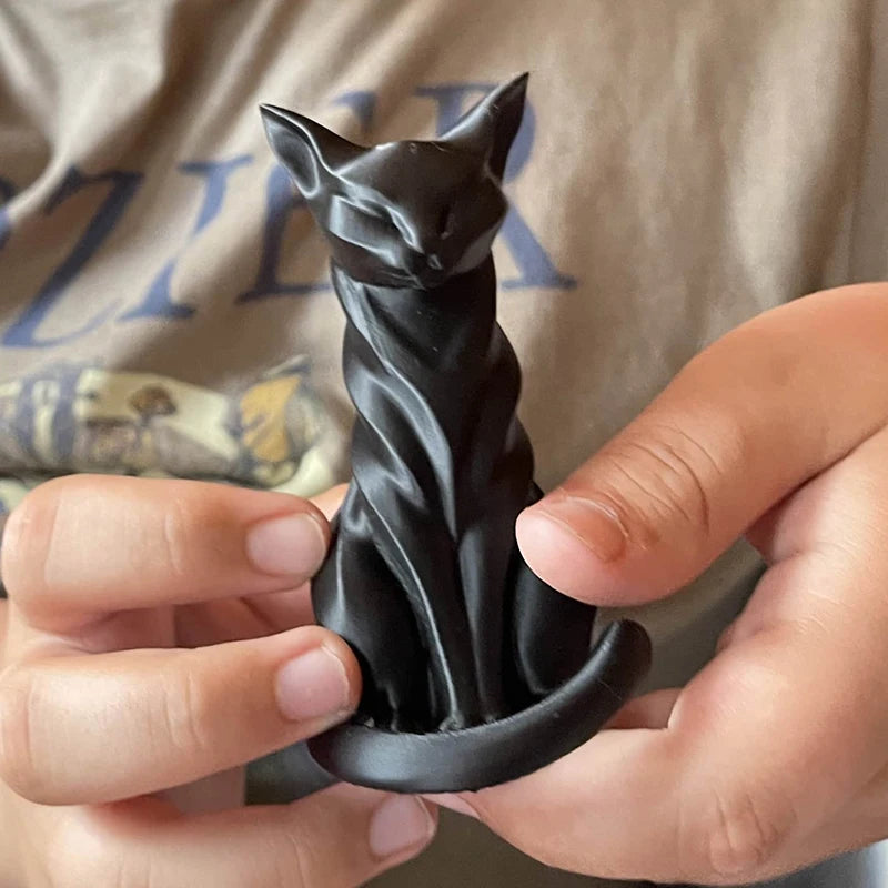 Elegant Cat Sculpture With Stripes Cat Figurine Indoor/Outdoor Home Decor Charming Cat Statue Desks Bookshelves Ornament Oasis Select