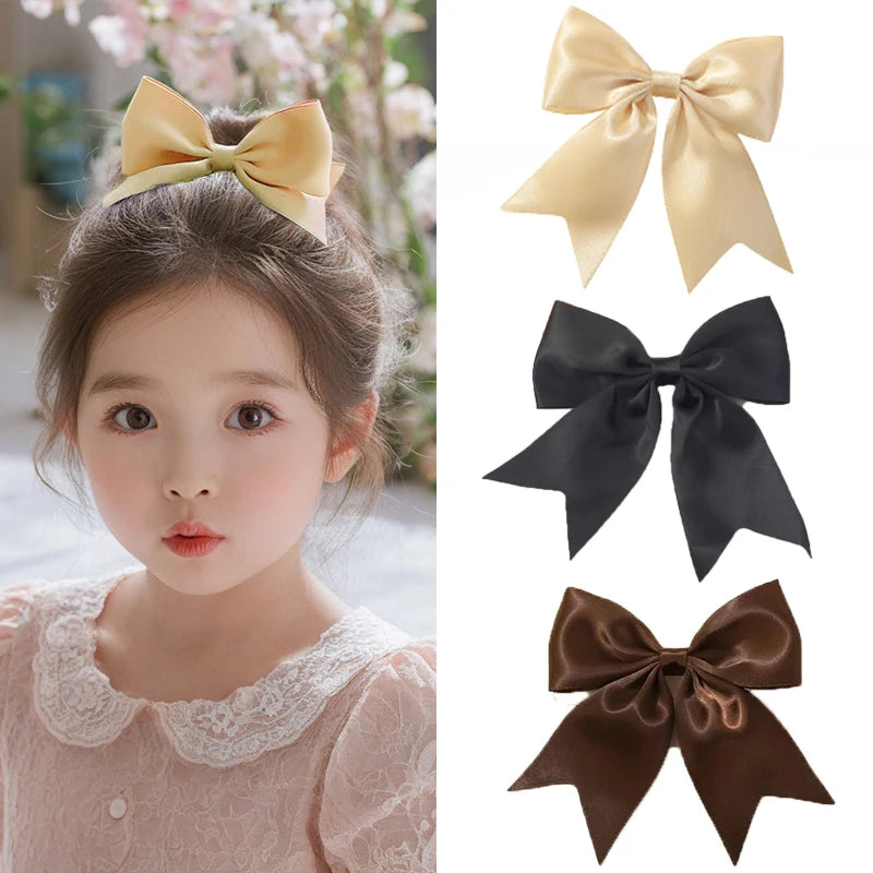 Bohemian Solid Color Satin Bow Hair Clips, Fashionable Hair Accessories for Women Girls, Easy-to-Use Design for Daily Hairstyles Oasis Select