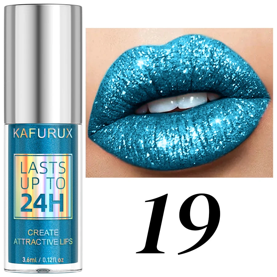 KAFURUX 20-Shade Glitter Liquid Lipstick & Diamond Lip Gloss
