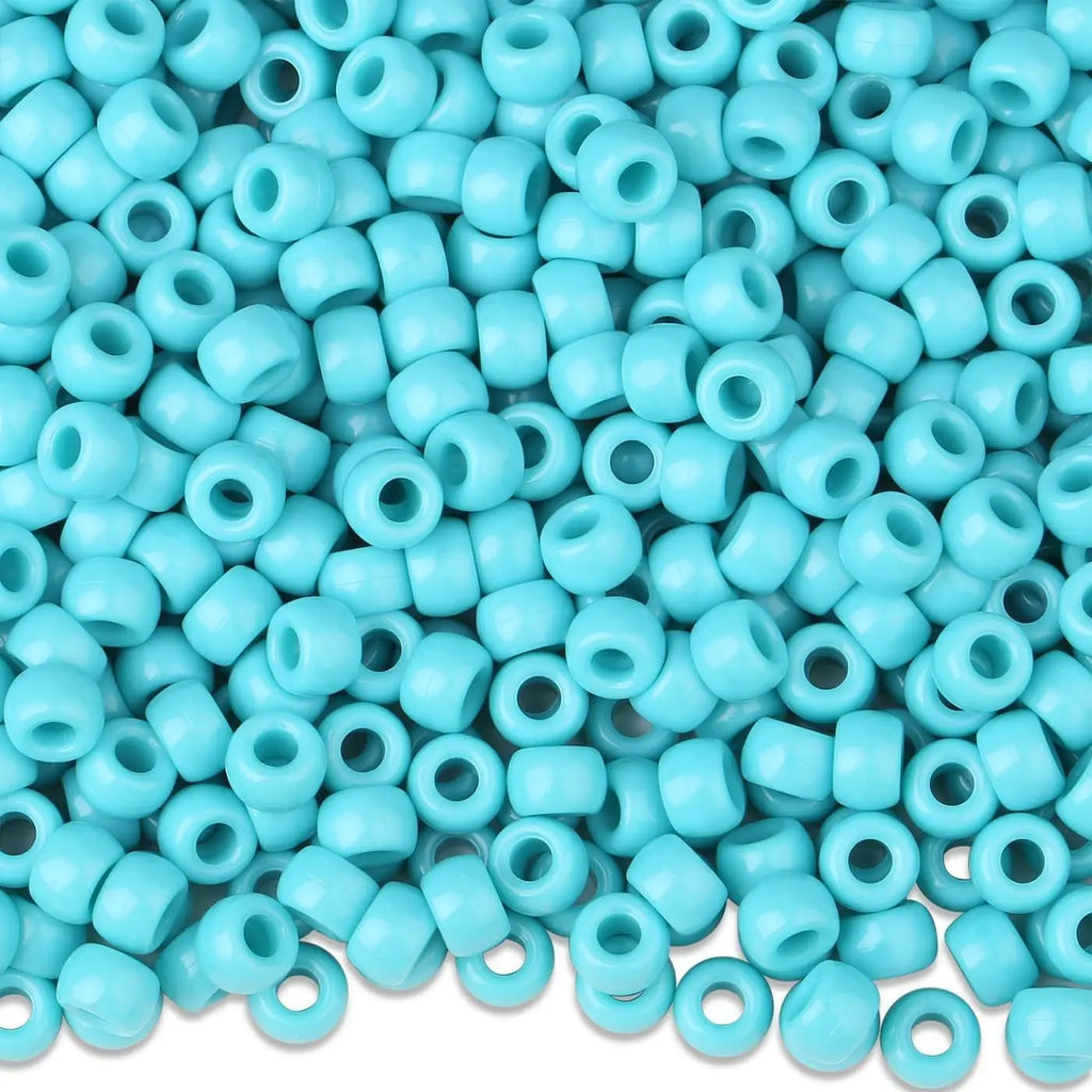 100Pcs Acrylic Pony Beads 6x9mm Bulk Plastic Large Hole Mix Pen Hair Kandi Beads for Friendship Bracelet Jewelry Making Braids Oasis Select Light Blue
