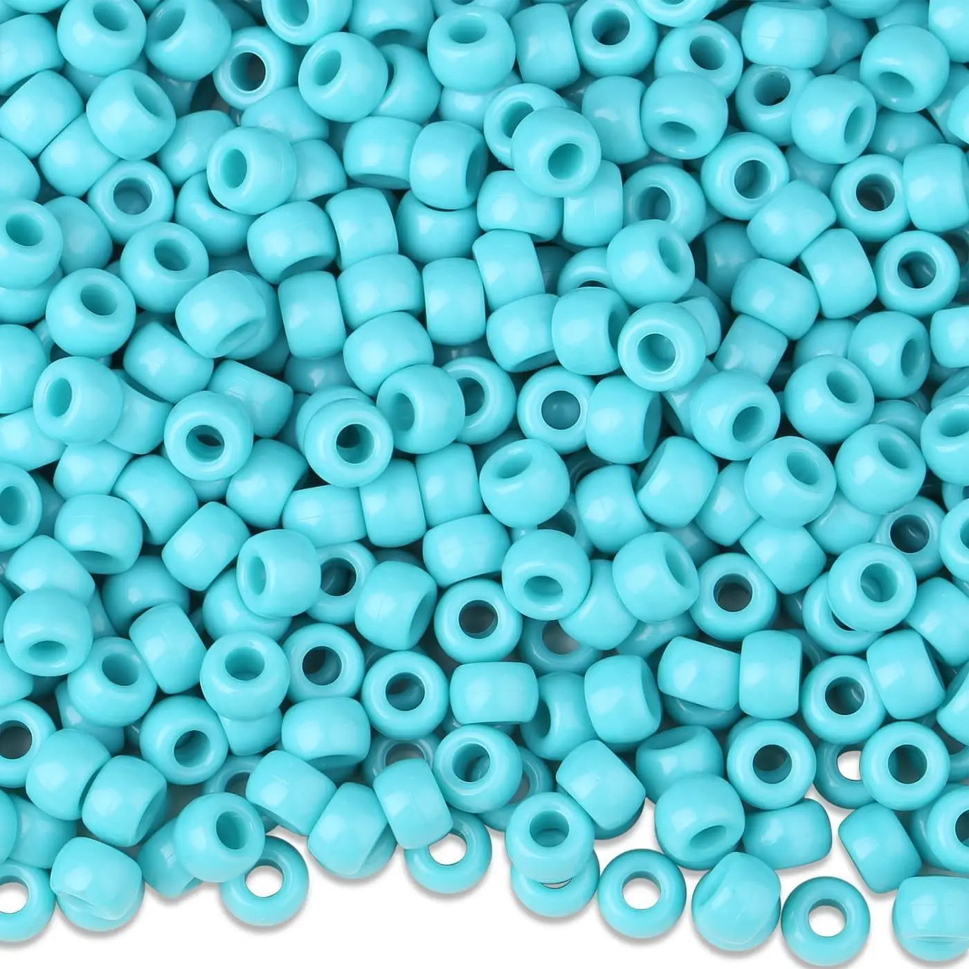 100Pcs Acrylic Pony Beads 6x9mm Bulk Plastic Large Hole Mix Pen Hair Kandi Beads for Friendship Bracelet Jewelry Making Braids Oasis Select Light Blue