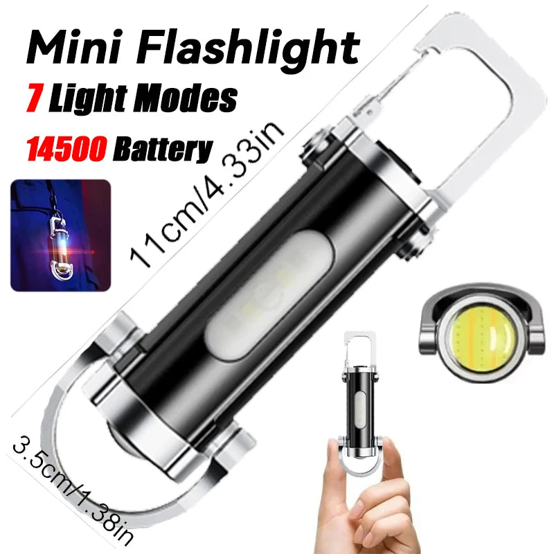 Mini LED Magnetic Flashlight 2000LM 8 Modes USB Rechargeable